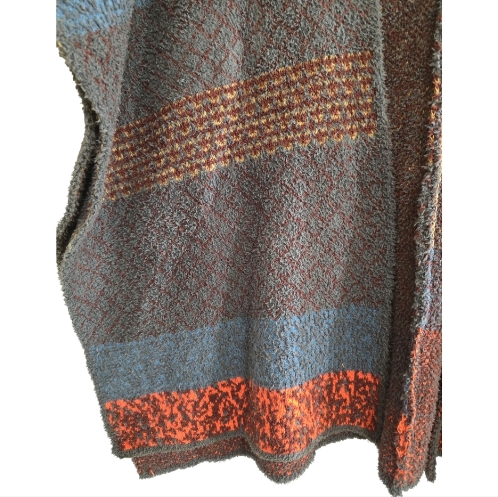 Colorful Chenille Open Side Poncho Caridgan Sweater S/M Boho Fall Colors - Picture 5 of 8